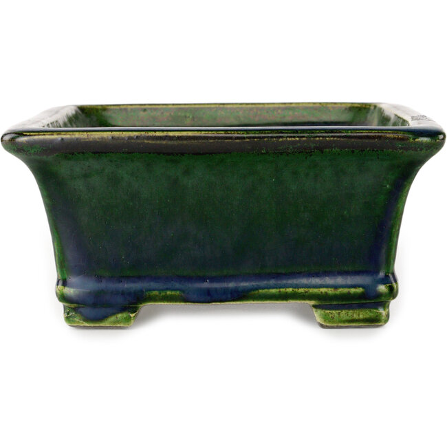 Rectangular green bonsai pot by Terahata Satomi Mazan - 215 x 180 x 83 mm