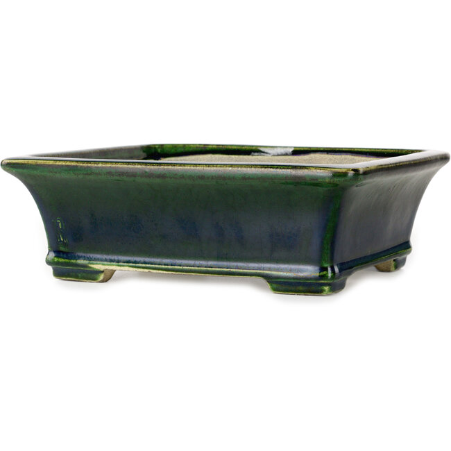 Vaso bonsai rettangolare verde di Terahata Satomi Mazan - 250 x 215 x 82 mm