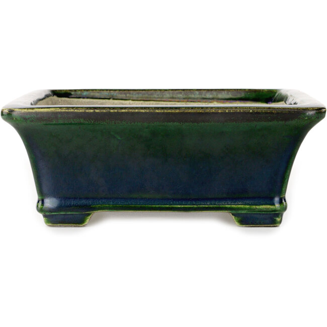 Rechteckiger grüner Bonsaitopf von Terahata Satomi Mazan – 250 x 215 x 82 mm