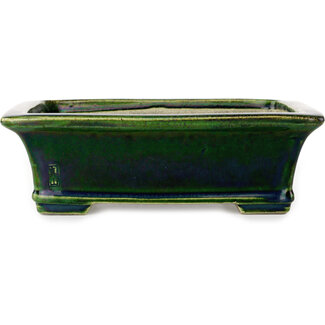  Satomi Mazan, Mazan Terahata Maceta rectangular para bonsái verde de 250 mm de Terahata Satomi Mazan, Tokoname, Japón