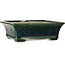 Rectangular green bonsai pot by Terahata Satomi Mazan - 250 x 215 x 82 mm