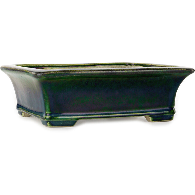 Rechteckiger grüner Bonsaitopf von Terahata Satomi Mazan – 250 x 215 x 82 mm