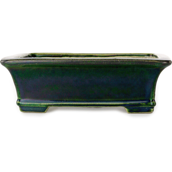 Rechteckiger grüner Bonsaitopf von Terahata Satomi Mazan – 250 x 215 x 82 mm