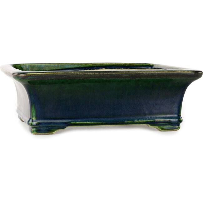 Pot à bonsaï rectangulaire vert par Terahata Satomi Mazan - 278 x 245 x 90 mm