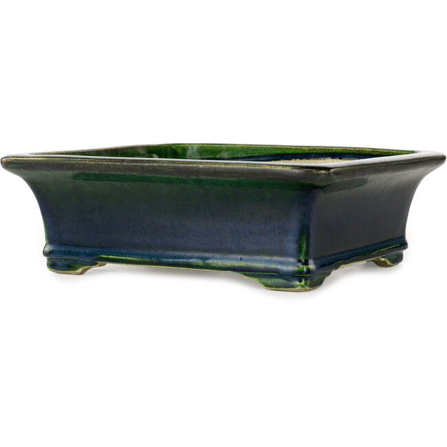 Rechthoekige groene bonsaipot van Terahata Satomi Mazan - 278 x 245 x 90 mm