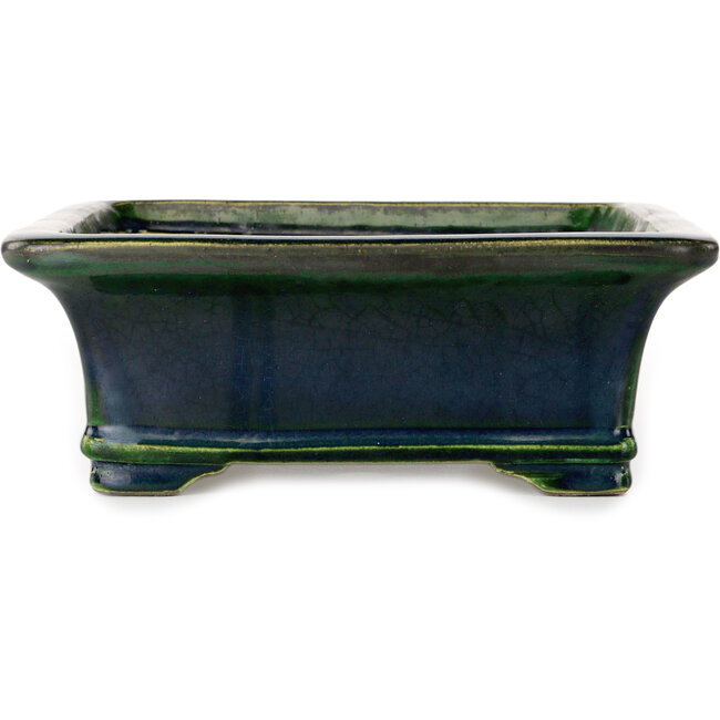 Vaso bonsai rettangolare verde di Terahata Satomi Mazan - 278 x 245 x 90 mm