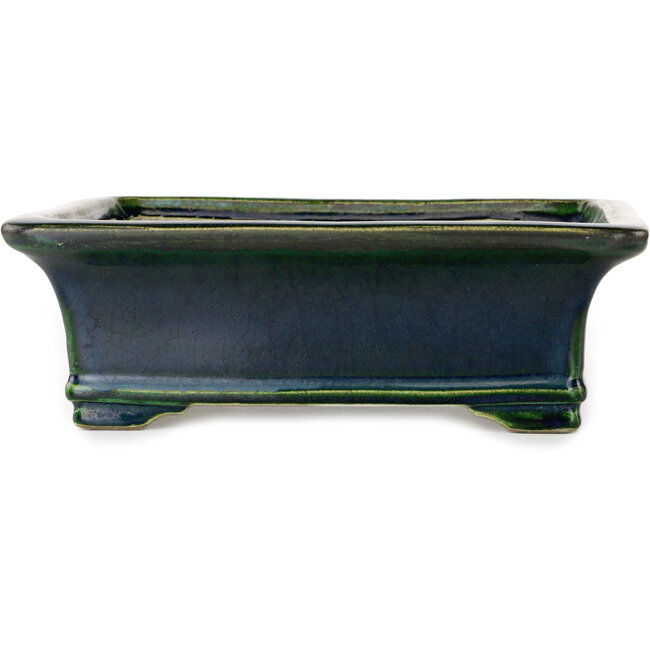 Rectangular green bonsai pot by Terahata Satomi Mazan - 278 x 245 x 90 mm
