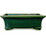 Rectangular green bonsai pot by Terahata Satomi Mazan - 278 x 245 x 90 mm