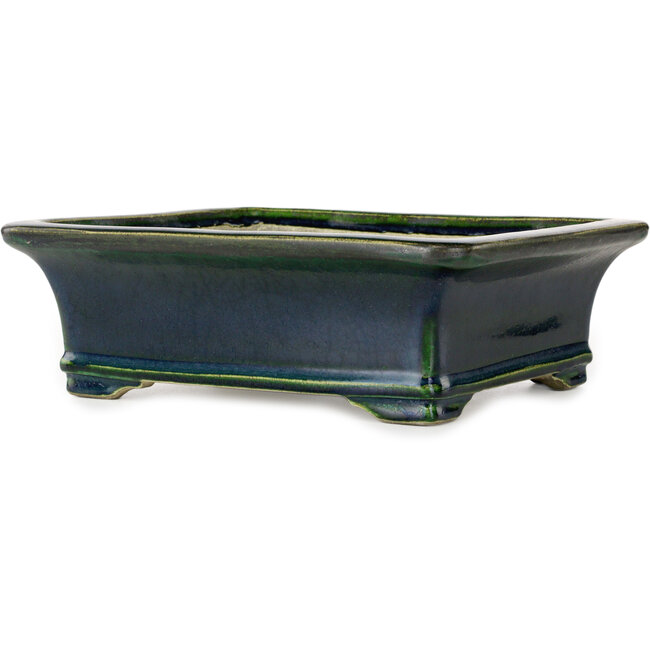 Vaso bonsai rettangolare verde di Terahata Satomi Mazan - 278 x 245 x 90 mm