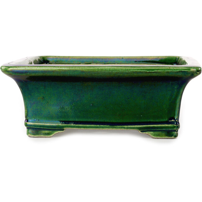 Vaso bonsai rettangolare verde di Terahata Satomi Mazan - 278 x 245 x 90 mm