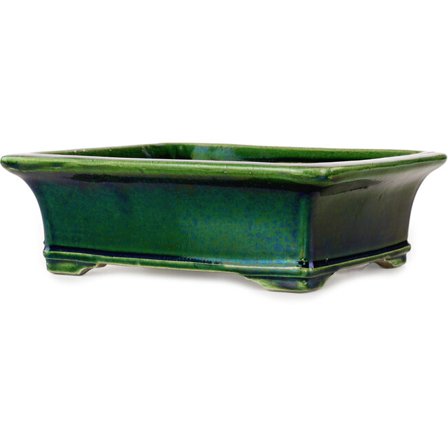 Rechthoekige groene bonsaipot van Terahata Satomi Mazan - 278 x 245 x 90 mm