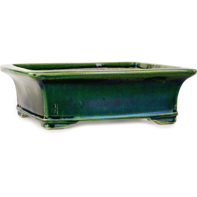 Maceta rectangular para bonsái verde de Terahata Satomi Mazan - 278 x 245 x 90 mm