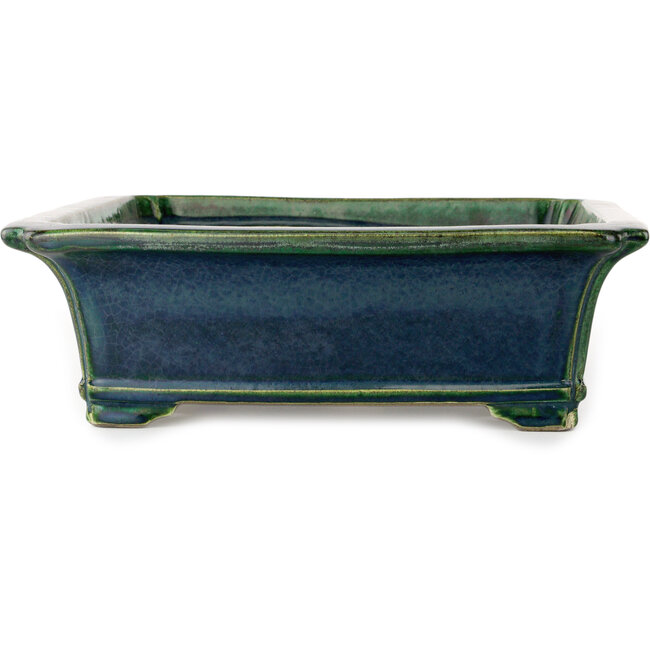 Rechteckiger grüner Bonsaitopf von Terahata Satomi Mazan – 400 x 345 x 110 mm
