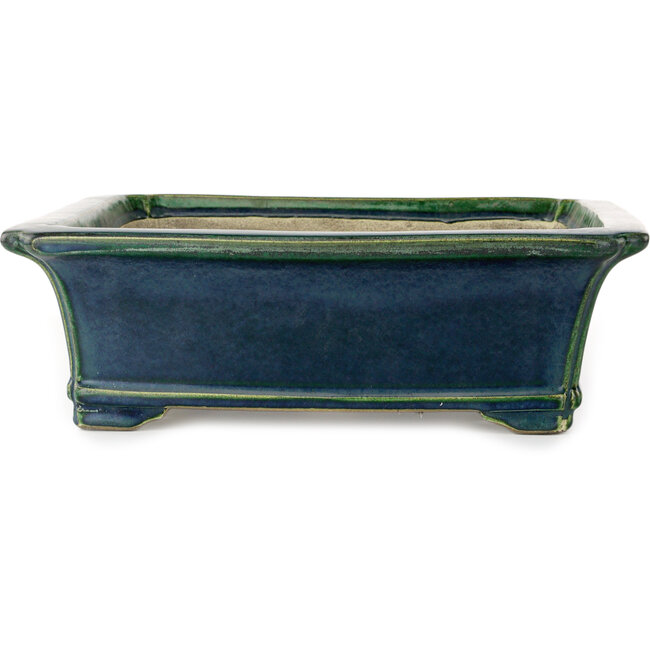 Vaso bonsai rettangolare verde di Terahata Satomi Mazan - 400 x 345 x 110 mm