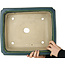 Pot à bonsaï vert rectangulaire par Terahata Satomi Mazan - 400 x 345 x 110 mm