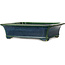 Rectangular green bonsai pot by Terahata Satomi Mazan - 400 x 345 x 110 mm