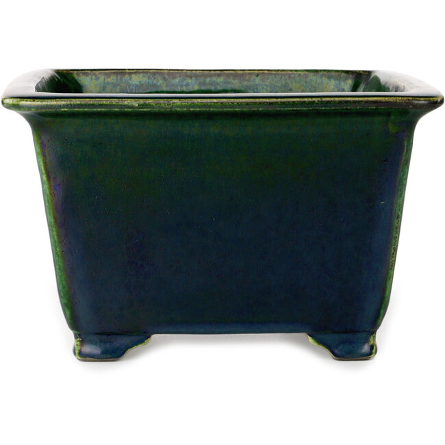 Vaso bonsai quadrato verde di Terahata Satomi Mazan - 225 x 225 x 140 mm