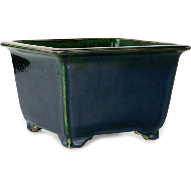 Pot à bonsaï carré vert par Terahata Satomi Mazan - 225 x 225 x 140 mm
