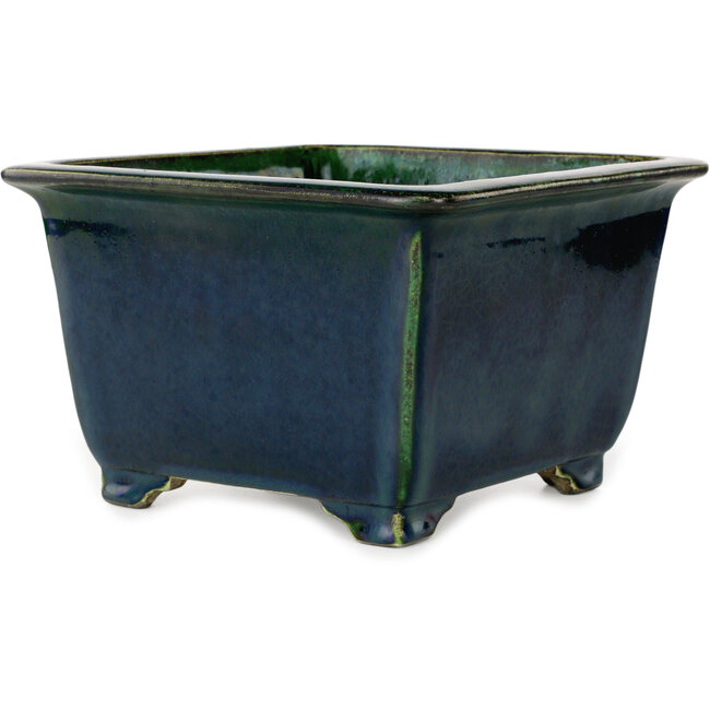 Pot à bonsaï carré vert par Terahata Satomi Mazan - 225 x 225 x 140 mm