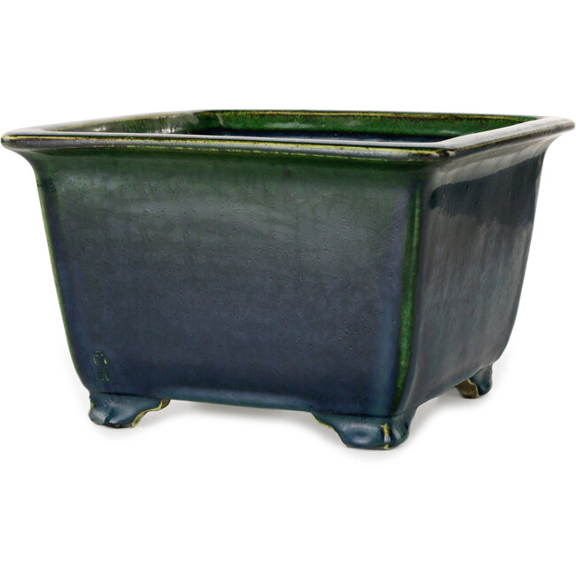 Vaso bonsai quadrato verde di Terahata Satomi Mazan - 225 x 225 x 140 mm