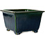 Square green bonsai pot by Terahata Satomi Mazan - 225 x 225 x 140 mm