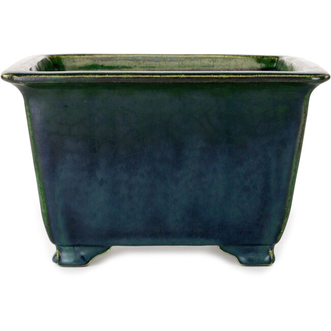 Vaso bonsai quadrato verde di Terahata Satomi Mazan - 225 x 225 x 140 mm