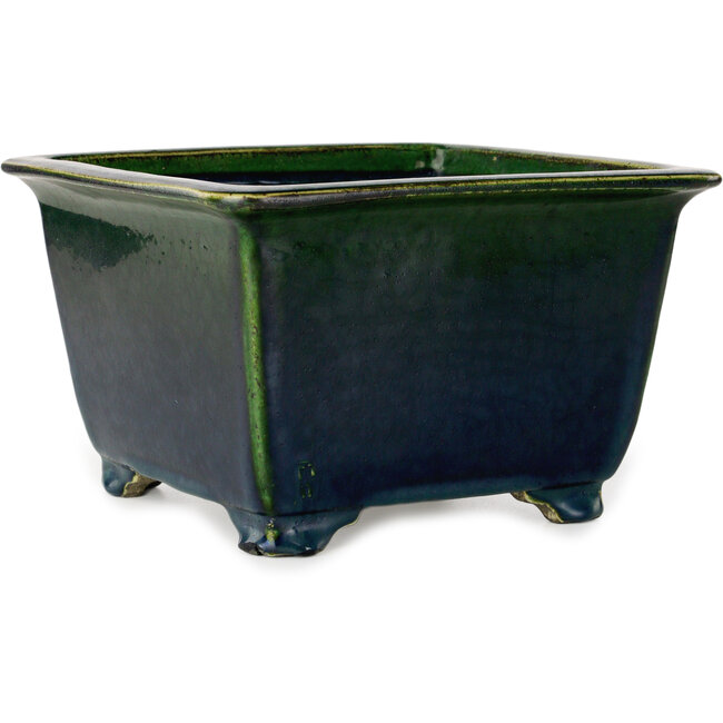Maceta cuadrada para bonsái verde de Terahata Satomi Mazan - 225 x 225 x 140 mm