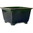 Square green bonsai pot by Terahata Satomi Mazan - 225 x 225 x 140 mm