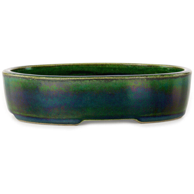 Ovale groene bonsaipot van Terahata Satomi Mazan - 222 x 175 x 52 mm