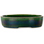 Vaso bonsai ovale verde di Terahata Satomi Mazan - 222 x 175 x 52 mm