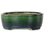 Pot à bonsaï ovale vert par Terahata Satomi Mazan - 192 x 160 x 55 mm
