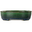 Oval green bonsai pot by Terahata Satomi Mazan - 192 x 160 x 55 mm