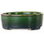 Vaso bonsai ovale verde di Terahata Satomi Mazan - 192 x 160 x 55 mm