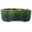 Ovale groene bonsaipot van Terahata Satomi Mazan - 192 x 160 x 55 mm