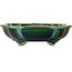 Lotus green with a blue accent bonsai pot by Terahata Satomi Mazan - 203 x 175 x 55 mm