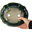 Maceta de bonsái verde loto con detalles en azul de Terahata Satomi Mazan - 203 x 175 x 55 mm