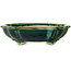Lotus green with a blue accent bonsai pot by Terahata Satomi Mazan - 182 x 154 x 48 mm
