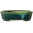 Mokko groen met blauw accent bonsaipot van Terahata Satomi Mazan - 160 x 120 x 45 mm