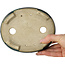 Oval green with a blue accent bonsai pot by Terahata Satomi Mazan - 157 x 130 x 47 mm
