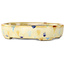 Pot à bonsaï ovale beige craquelé, multicolore par Terahata Satomi Mazan - 140 x 115 x 30 mm