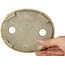 Oval beige craquelé, multicolor bonsai pot by Terahata Satomi Mazan - 140 x 115 x 30 mm
