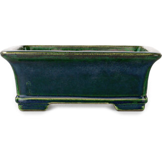  Satomi Mazan, Mazan Terahata Maceta rectangular para bonsái verde de 215 mm de Terahata Satomi Mazan, Tokoname, Japón