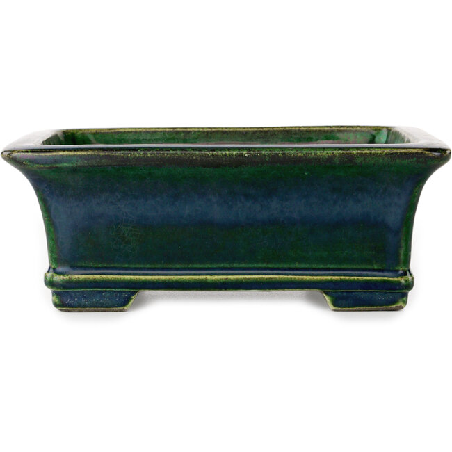 Rechthoekige groene bonsaipot van Terahata Satomi Mazan - 215 x 180 x 83 mm