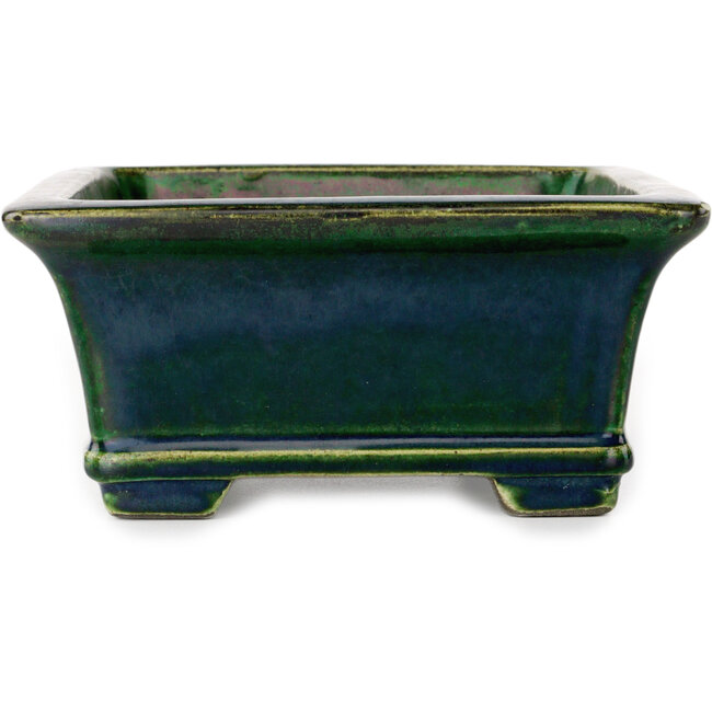 Rechthoekige groene bonsaipot van Terahata Satomi Mazan - 215 x 180 x 83 mm