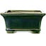 Rectangular green bonsai pot by Terahata Satomi Mazan - 215 x 180 x 83 mm