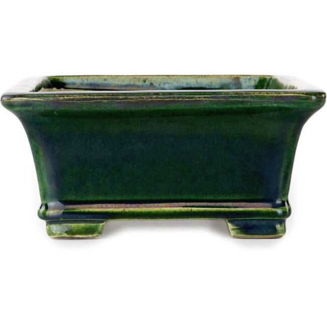 Rechthoekige groene bonsaipot van Terahata Satomi Mazan - 215 x 180 x 83 mm