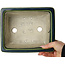 Pot à bonsaï rectangulaire vert par Terahata Satomi Mazan - 215 x 180 x 83 mm