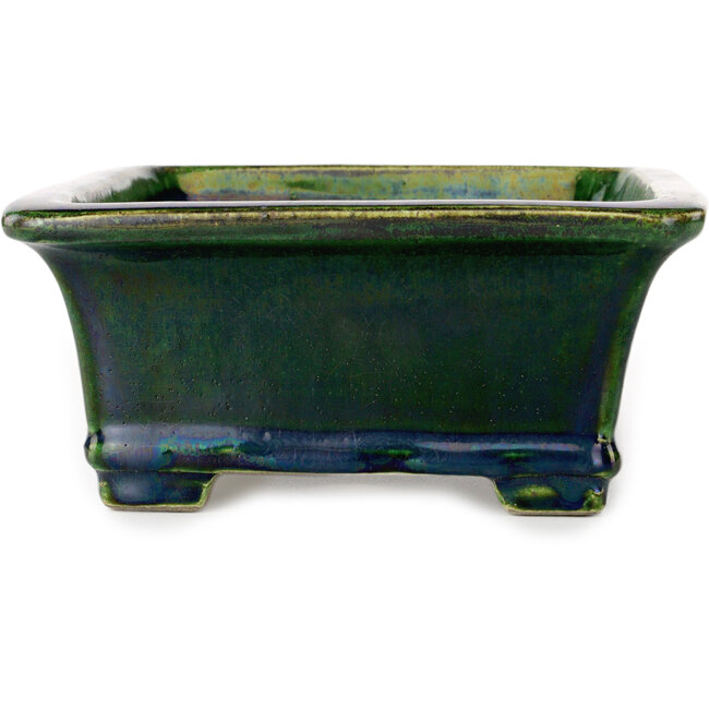 Maceta rectangular para bonsái verde de Terahata Satomi Mazan - 215 x 180 x 83 mm