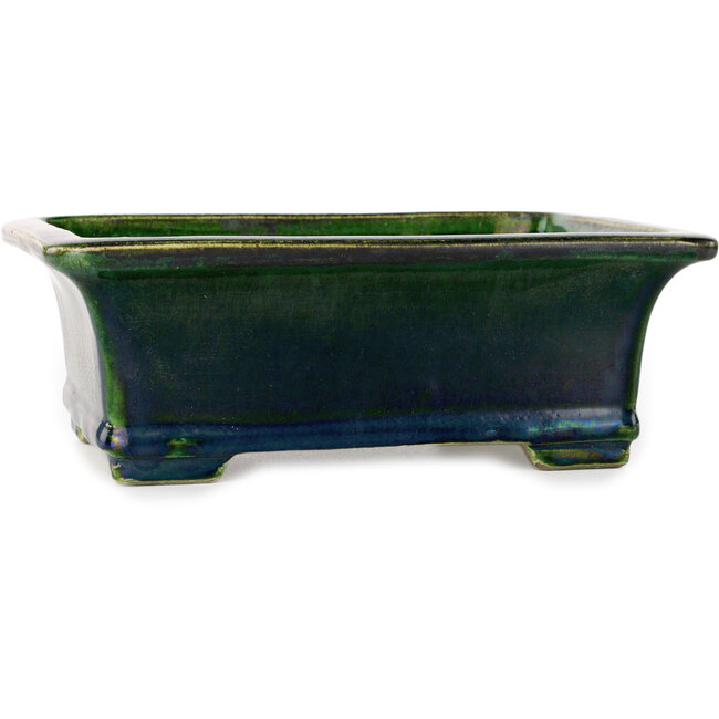 Rechthoekige groene bonsaipot van Terahata Satomi Mazan - 215 x 180 x 83 mm
