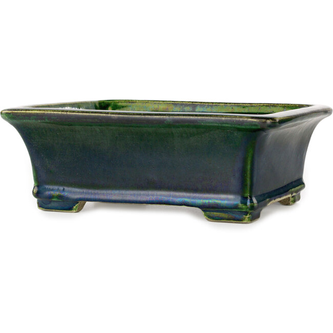 Vaso bonsai rettangolare verde di Terahata Satomi Mazan - 215 x 180 x 83 mm